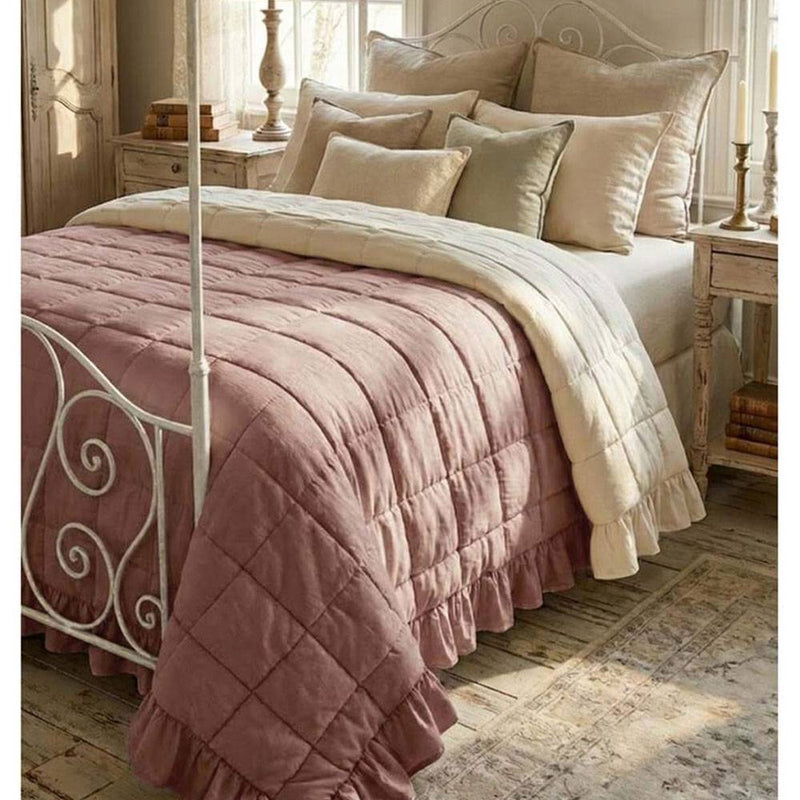 BLANC MARICLÒ Trapunta Matrimoniale con Gala Double Face Rosa "Prestige"
