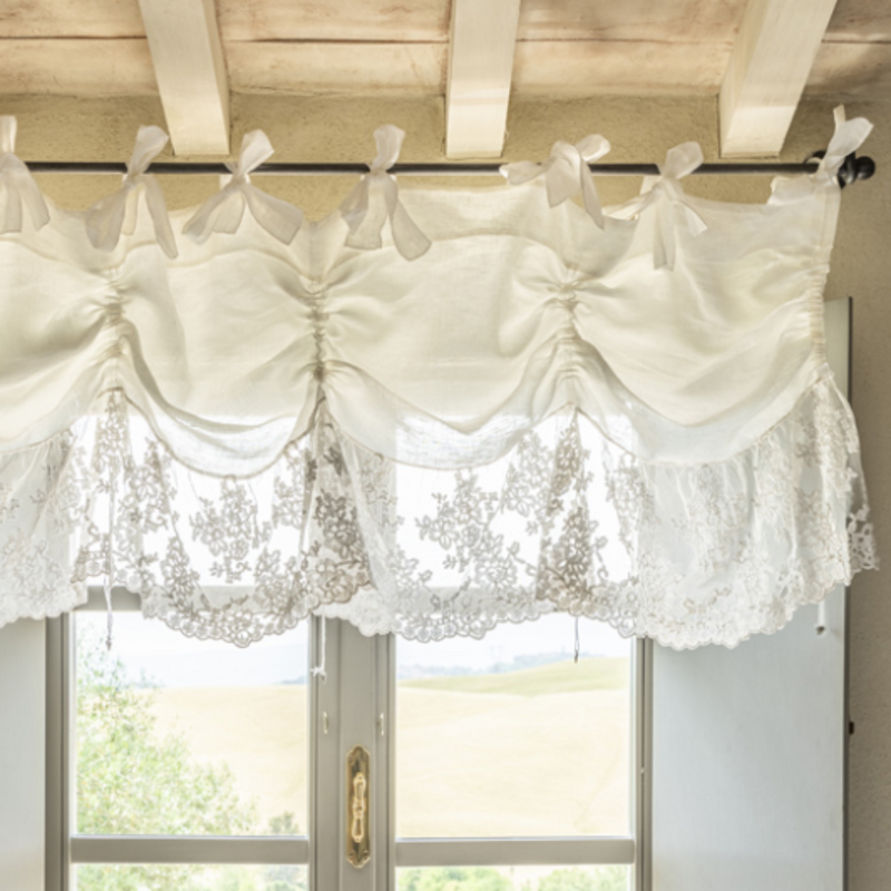 CHEZ MOI Mantovana in Lino e Pizzo Flora con Coulisse