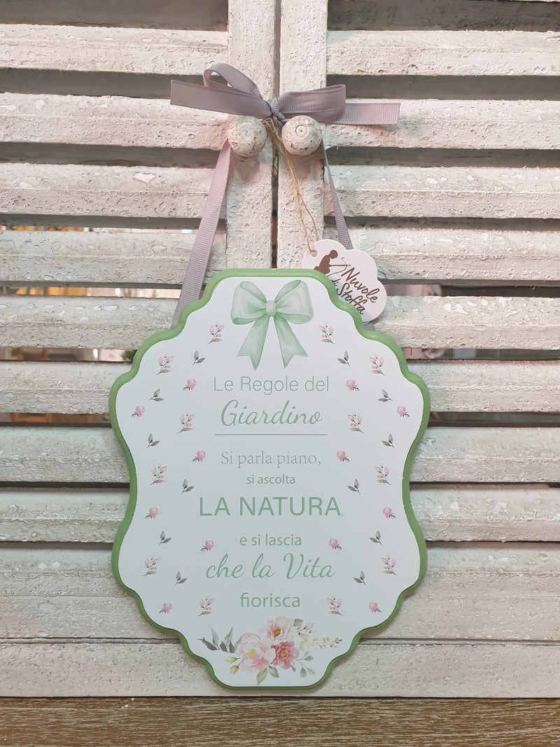 NUVOLE DI STOFFA Targhetta in Legno con Scritte "REGOLE"