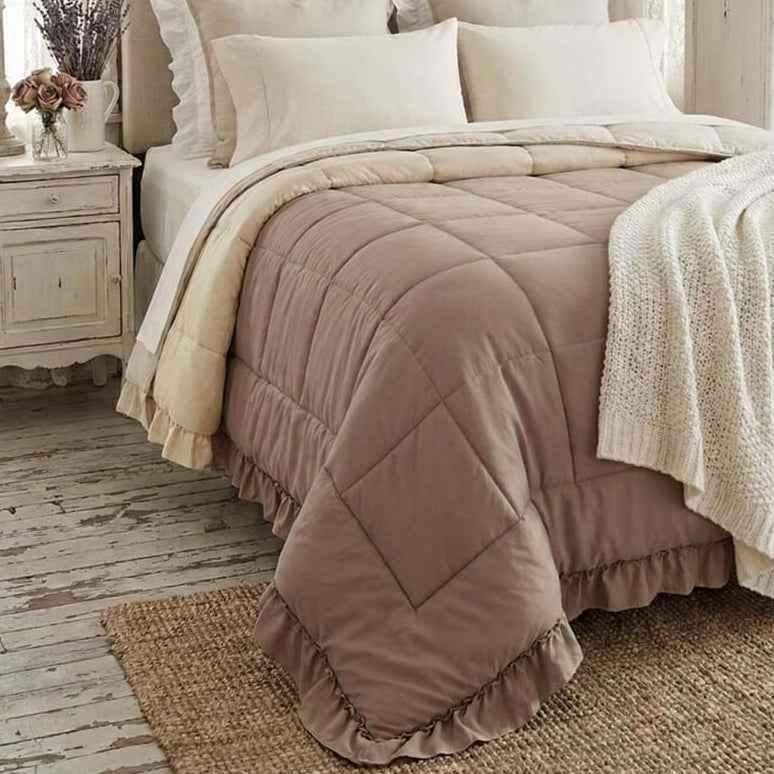 BLANC MARICLÒ Trapunta Matrimoniale con Gala Double Face Beige "Prestige"