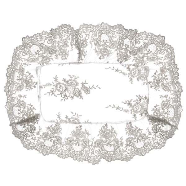 BLANC MARICLÒ Centrino/Tovaglietta in Pizzo Grigio Chiaro "DENTELLE"