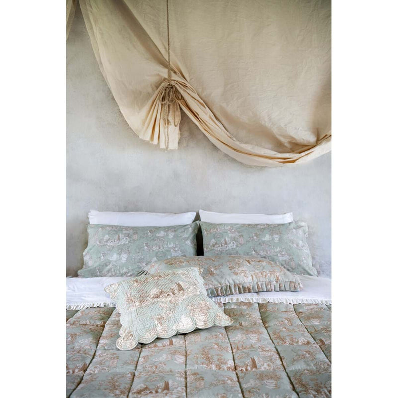 BLANC MARICLÒ Completo Lenzuola Matrimoniale Fantasia Toile de Jouy "LE Toile Du Borgo"