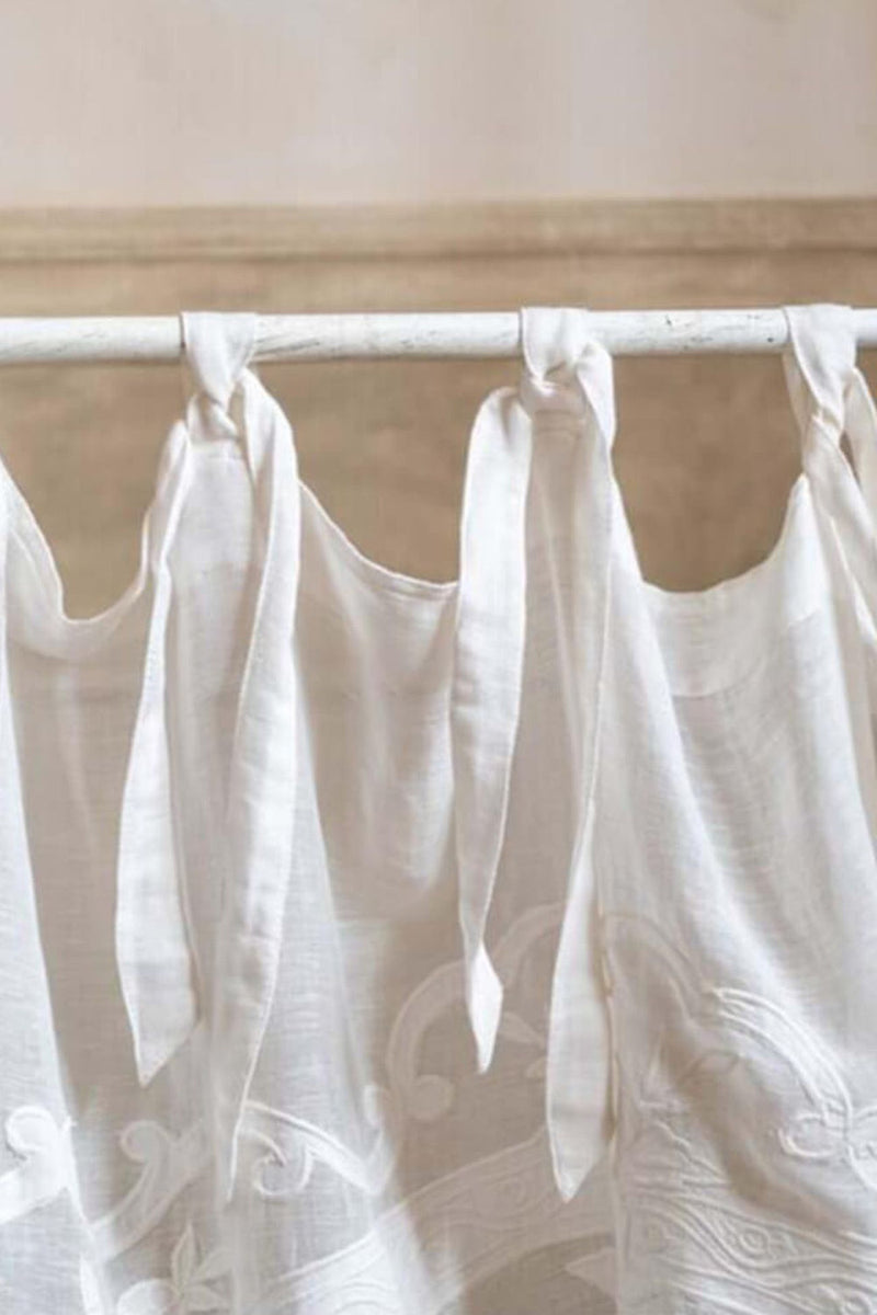 BLANC MARICLÒ Tenda in Lino Ricamata "DENTELLE"