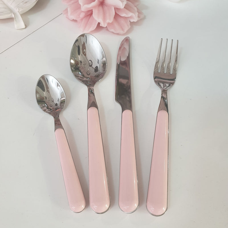 NEVA POSATERIA Set 24 Posate Rosa Tinta Unita Shabby Chic