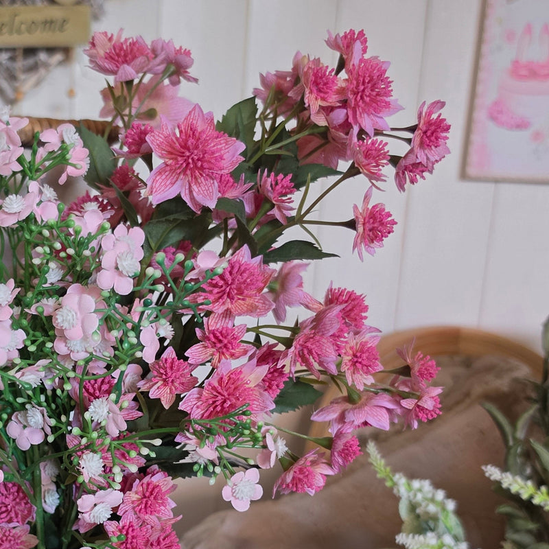 FIORI DI LENA  Stelo con Fiori di Astrania Rosa