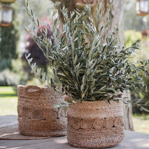 Dettaglio cesta juta naturale Blanc Mariclò contenitore decorativo arredamento casa romantico