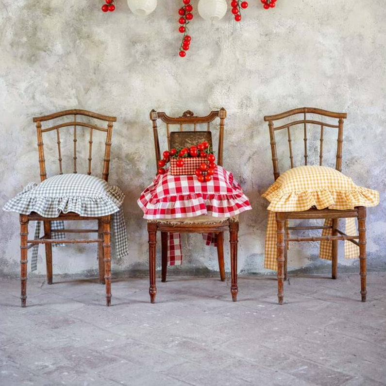 BLANC MARICLÒ Set 6 Copri Cuscino A Quadri "OSTERIA CHIC" Giallo