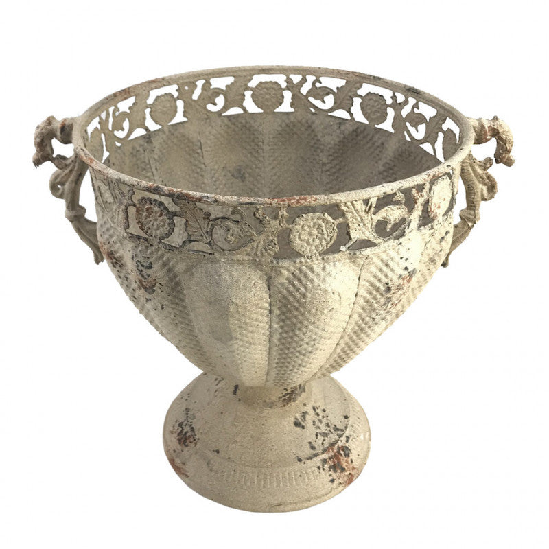 BLANC MARICLÒ Vaso in Metallo in Stile Brocante con Manici
