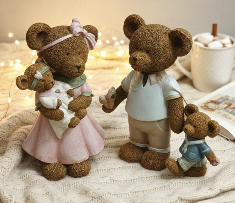 NUVOLE DI STOFFA Orso in Resina con Orsetto "SWEET BEAR"