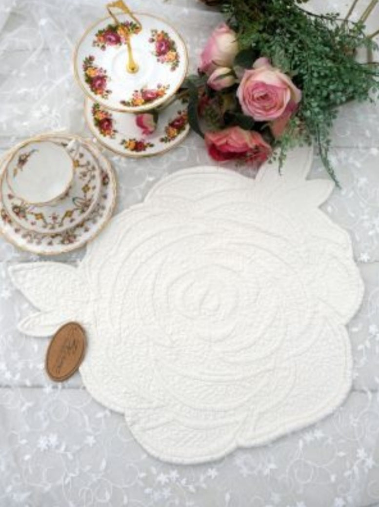 BLANC MARICLÒ Tovaglietta Rosa Bianca in Cotone