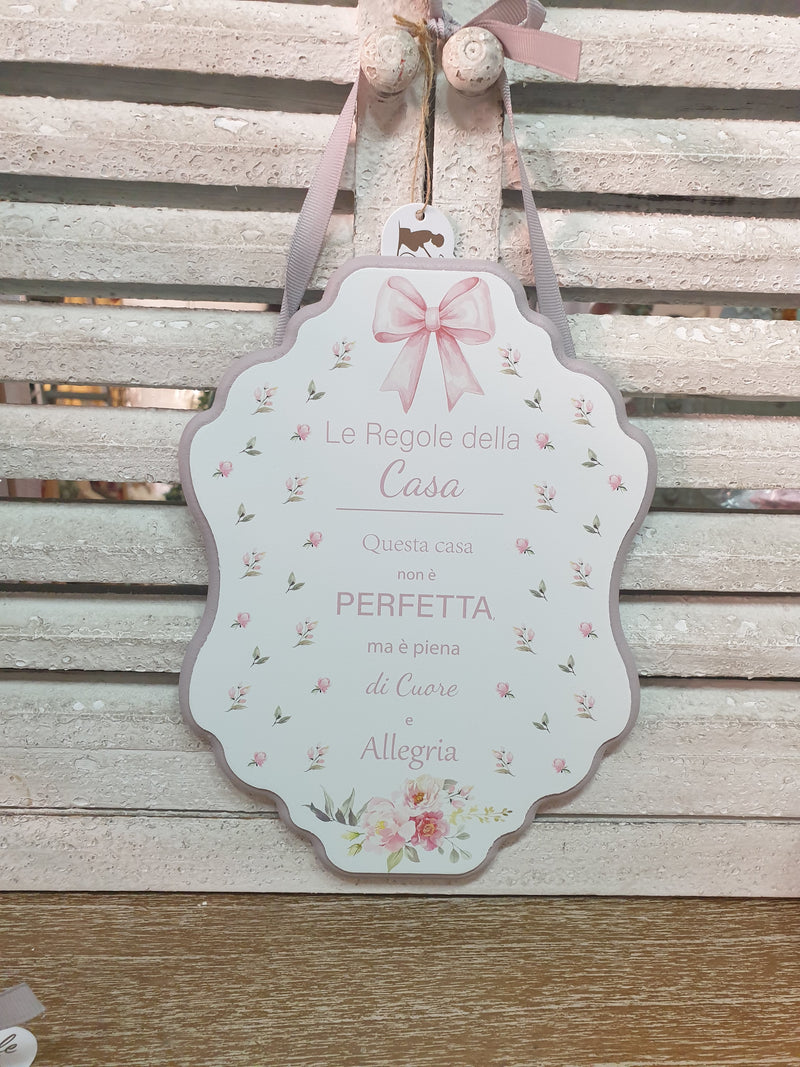NUVOLE DI STOFFA Targhetta in Legno con Scritte "REGOLE"