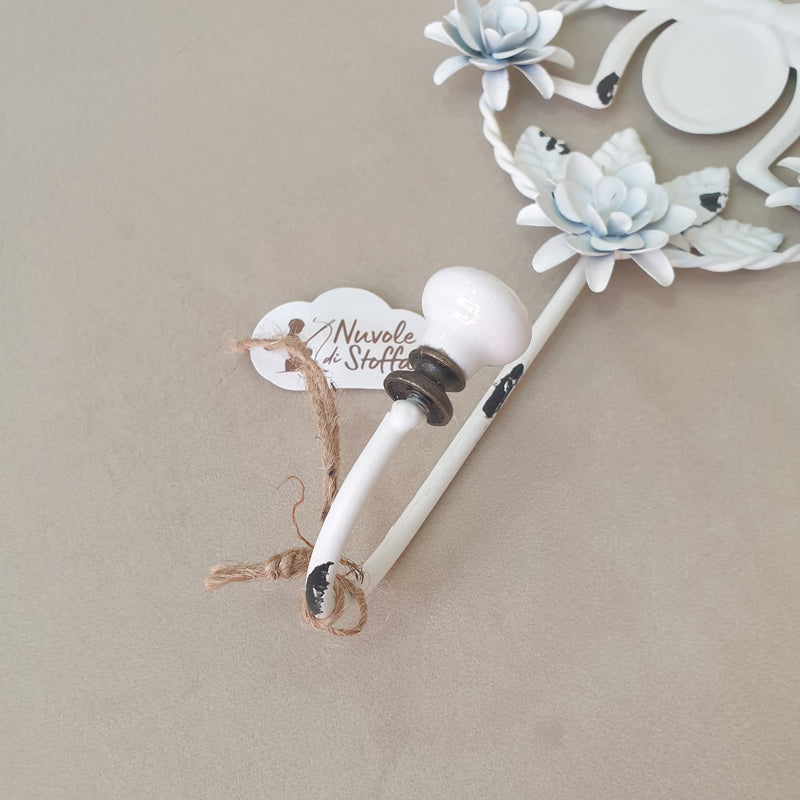 NUVOLE DI STOFFA Gancio Appendino Metallo Con Rose