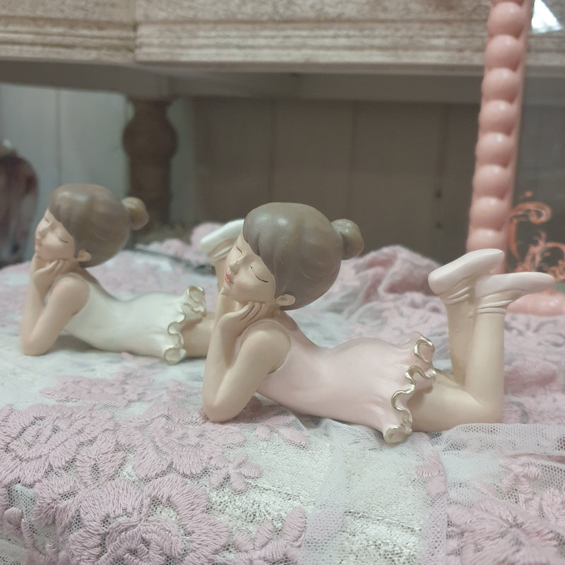 BLANC MARICLÒ Ballerina Sdraiata in Resina con Vestito Rosa o Avorio