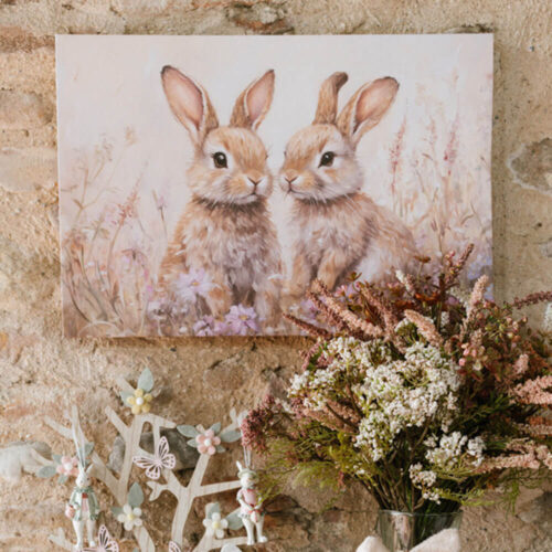 NUVOLE DI STOFFA Quadro Canvas con Coniglietti