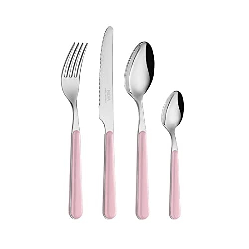NEVA POSATERIA Set 24 Posate Rosa Tinta Unita Shabby Chic