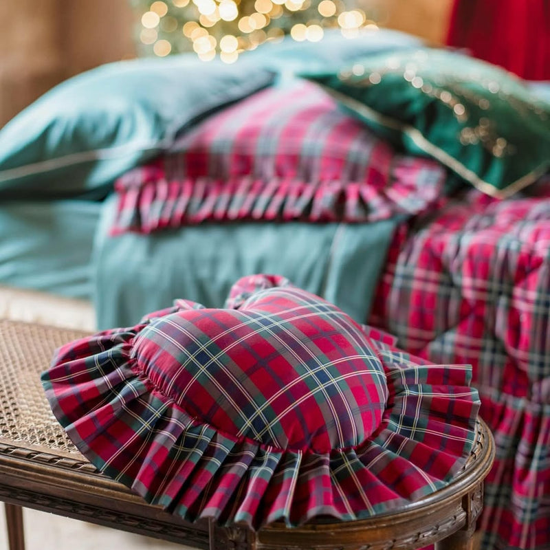 BLANC MARICLÒ Cuscino Cuore Tartan in Cotone con Gala