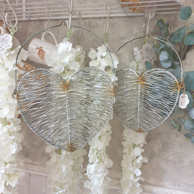NUVOLE DI STOFFA Set 2 Fioriere Cuori Grande e Piccola Metallo