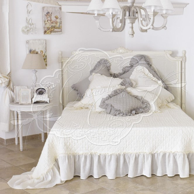 COCCOLE DI CASA Set Trapunta in Lino con Due Federe Cuscino Arredo 60x60 cm