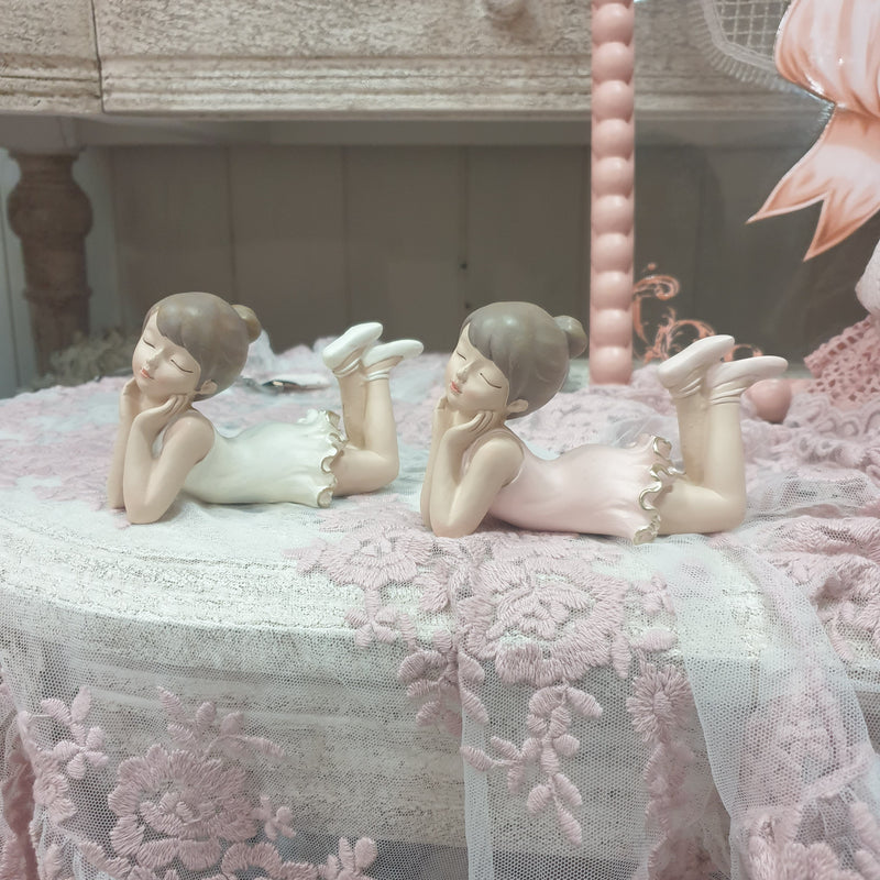 BLANC MARICLÒ Ballerina Sdraiata in Resina con Vestito Rosa o Avorio