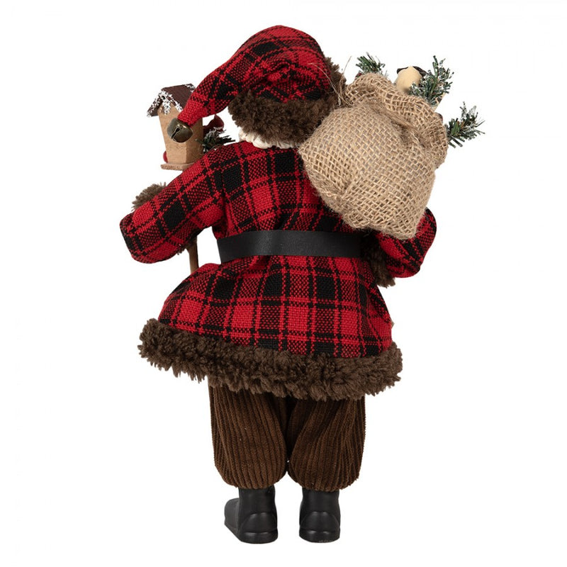 CLAYRE & EEF Babbo Natale con Cappotto tartan e Pelliccia Marrone