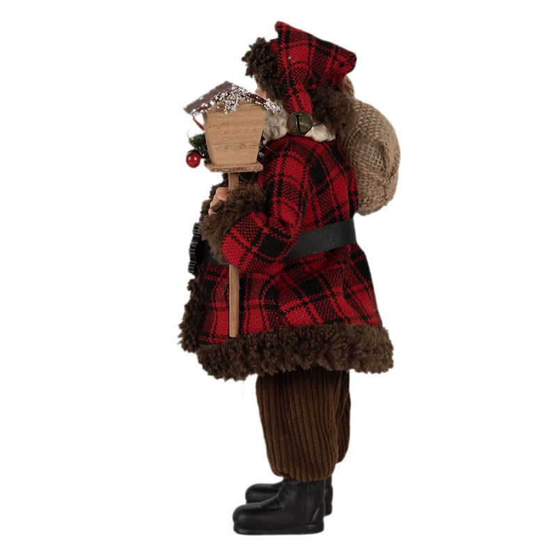 CLAYRE & EEF Babbo Natale con Cappotto tartan e Pelliccia Marrone