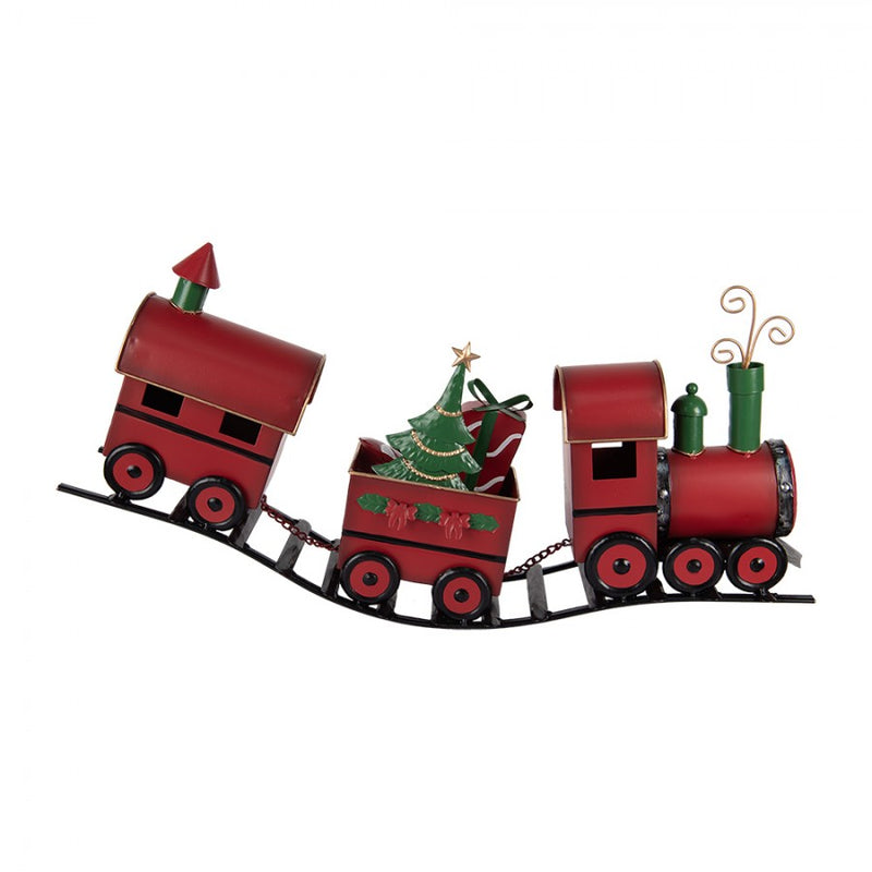 CLAYRE & EEF Trenino Natalizio in Metallo Rosso