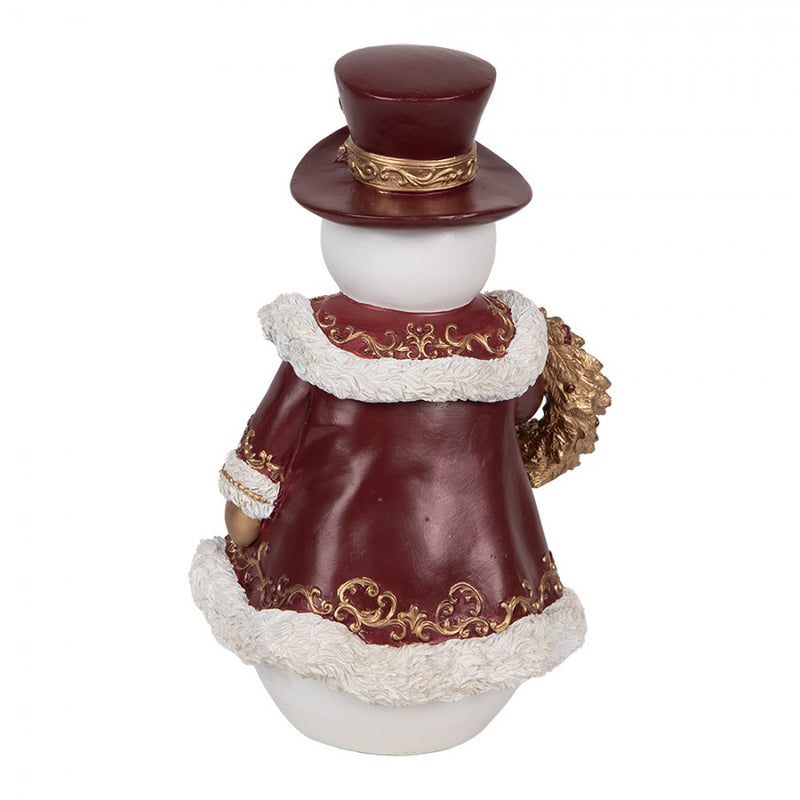 CLAYRE & EEF Pupazzo di Neve con Cappotto e Cilindro in Resina Rosso