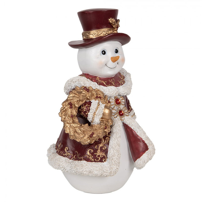 CLAYRE & EEF Pupazzo di Neve con Cappotto e Cilindro in Resina Rosso
