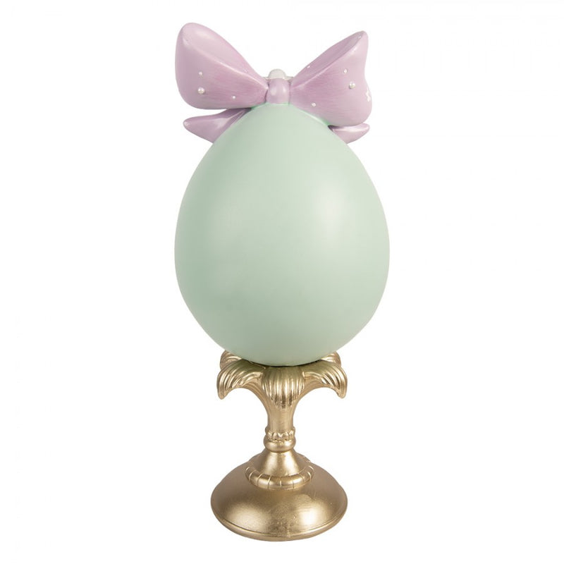 CLAYRE & EEF Uovo su Alzatina con Coniglietti e Fiocco in Resina