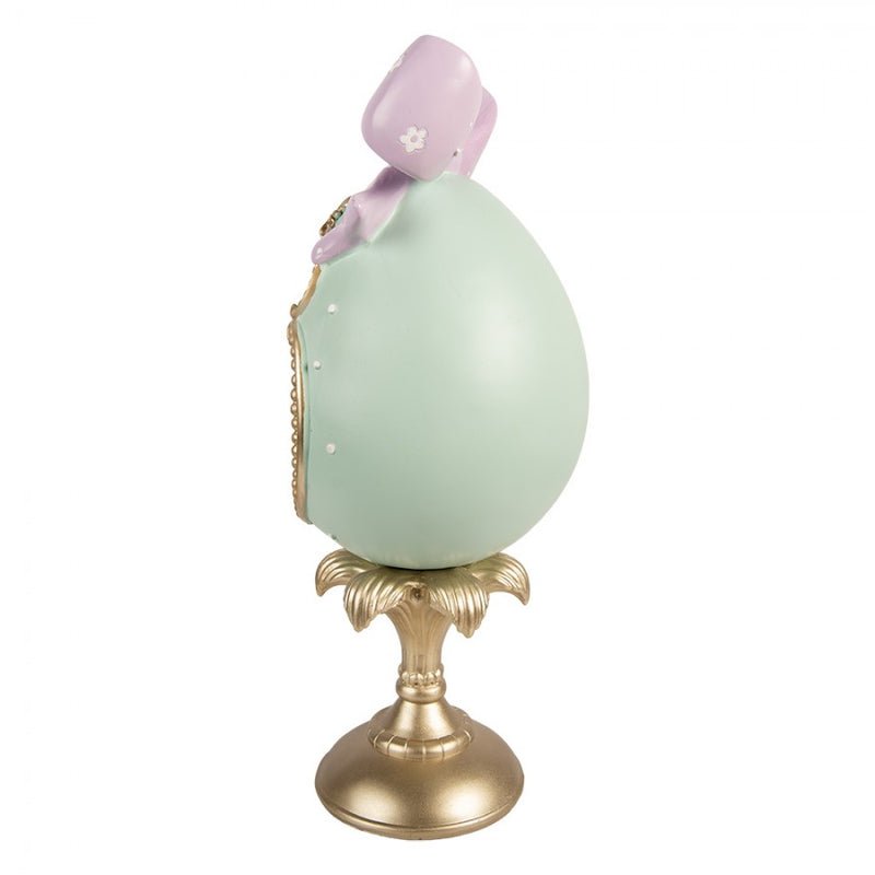CLAYRE & EEF Uovo su Alzatina con Coniglietti e Fiocco in Resina