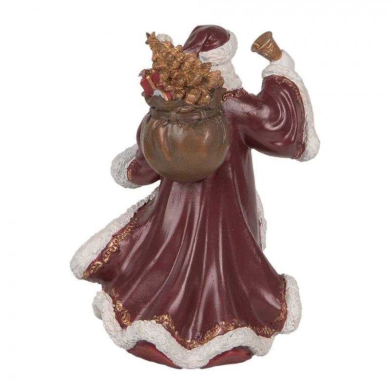 CLAYRE & EEF Babbo Natale con Abito Bordeaux e Campana in Resina