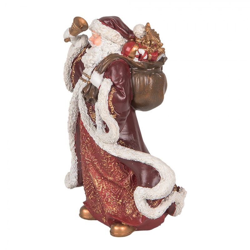 CLAYRE & EEF Babbo Natale con Abito Bordeaux e Campana in Resina
