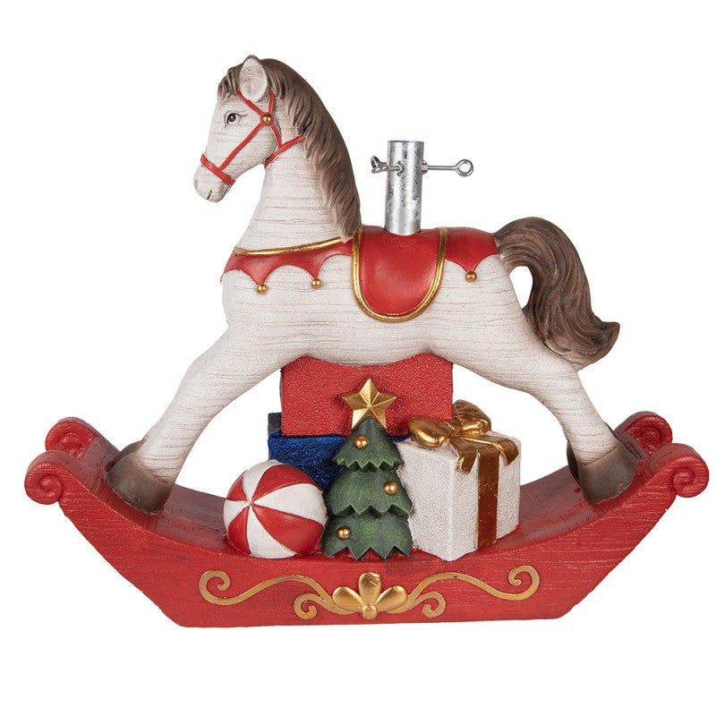 CLAYRE & EEF Supporto Albero di Natale Cavallo a Dondolo Rosso