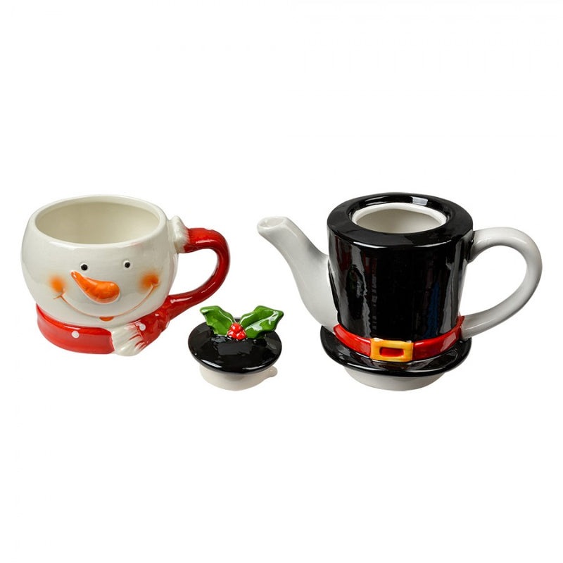 CLAYRE & EEF Tea For One Pupazzo di Neve in Ceramica Bianco