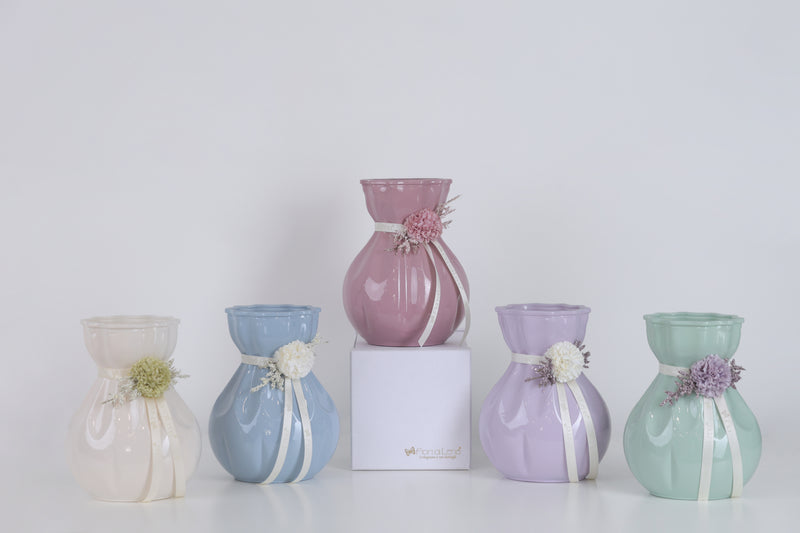 FIORI DI LENA Vaso colorato In Vetro con Nebbiolina