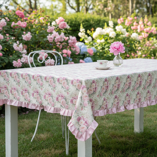 Tovaglia Seraphie Malva in giardino primaverile