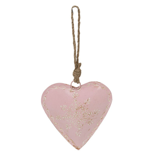 Pendente cuore medio in metallo rosa Clayre & Eef