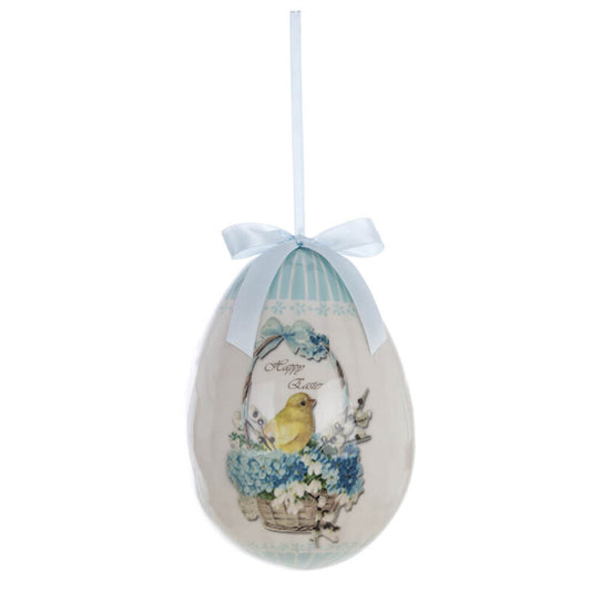 Uovo di Pasqua "Happy Easter" con pulcino Blanc Mariclò
