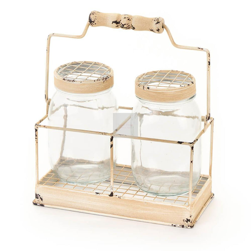 Metal vase with jars Clouds of fabric