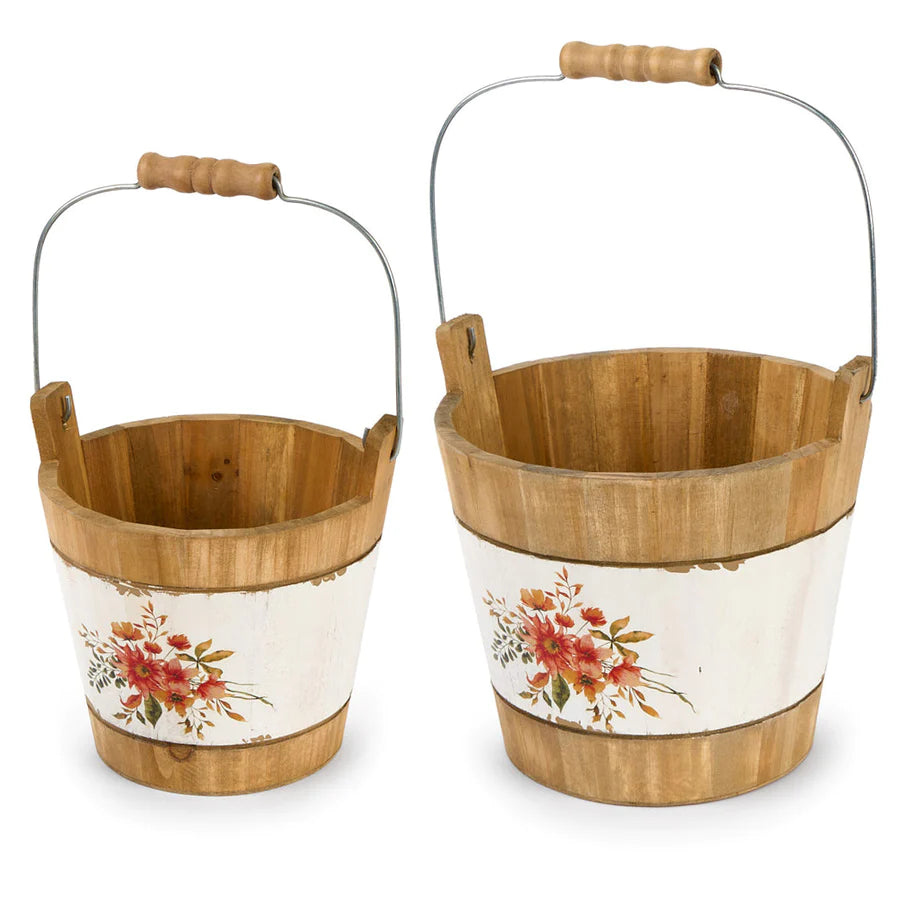 Set of 2 wooden buckets Amy Clouds of Cloth